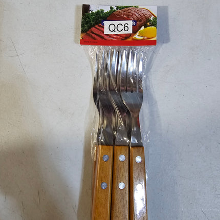 Tenedor con mango de madera x6