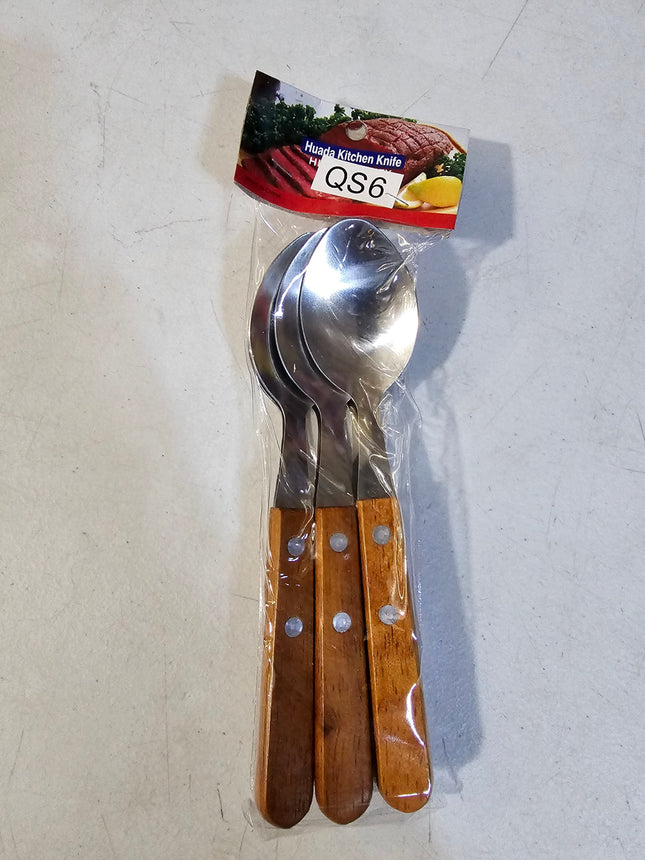 Cuchara mango de madera x6