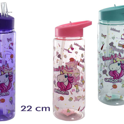 4902 BOTELLA DE AGUA PLASTICA UNICORNIO