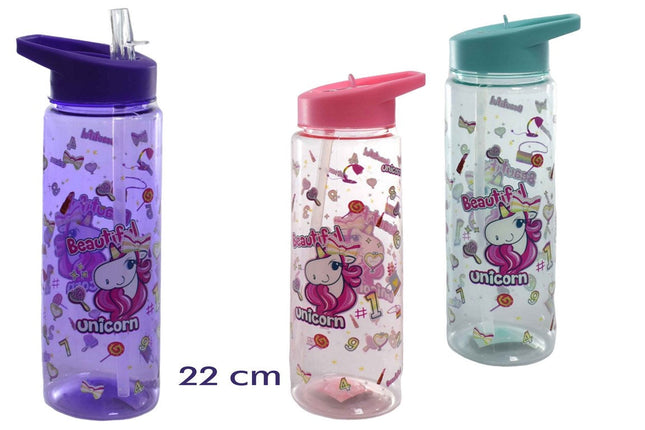 4902 BOTELLA DE AGUA PLASTICA UNICORNIO