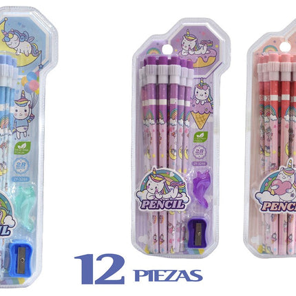 SET LAPIZ UNICORNIO 12PCS