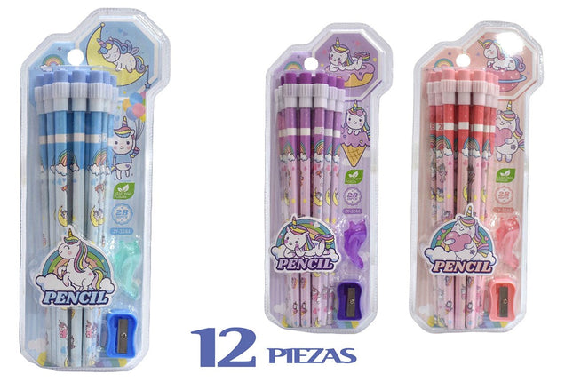 SET LAPIZ UNICORNIO 12PCS