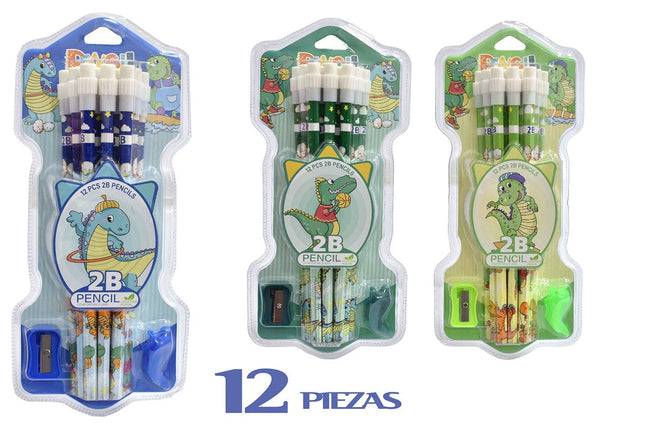 SET DE LAPIZ DINOSAURIO X12