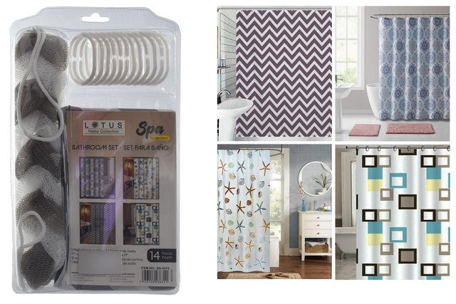 CORTINA DE BAÑO CON GANCHOS Y PASTE