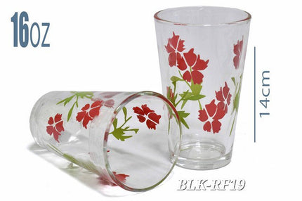 3 Vaso de vidrio 16oz flor