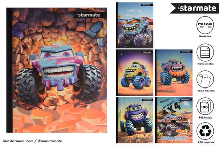 46 CUADERNO CARRO MOUSTRO 4X4 17*23cm