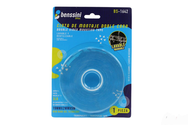 cinta doble cara transparente 5mts