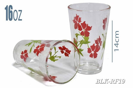 3 Vaso de vidrio 16oz flor