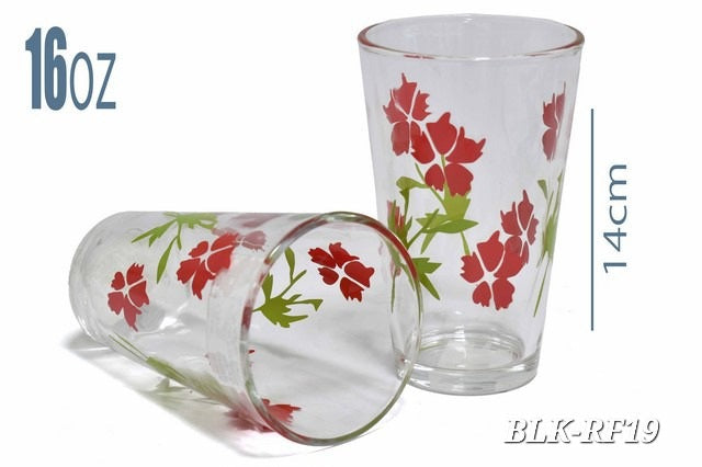 3 Vaso de vidrio 16oz flor