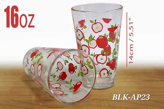 3 Vaso vidrio 16oz manzana