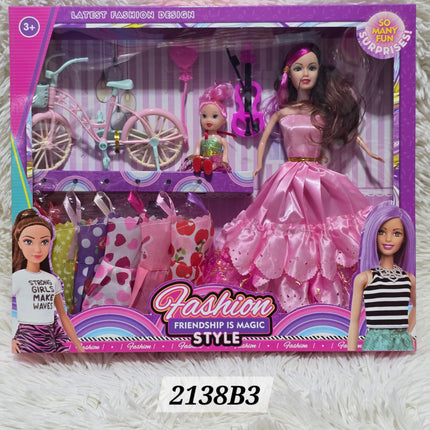 Muñeca con niña y bicicleta